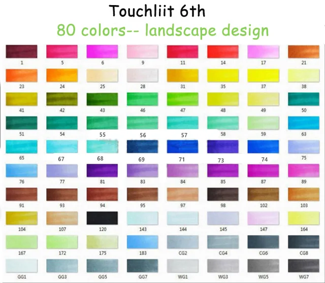 80 landscape design Touchliit спиртовые двойные художественные маркеры аниме архитектура 30 40 60 80 цветов ландшафтный дизайн интерьера профессиональные маркеры графические ручки для рисования - Цвет: 80 landscape design