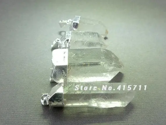 

C150627004 10 Crystal Quartz Point Pendant with Silver Bail Wholesale Crystal Pillar Pendant for Necklace