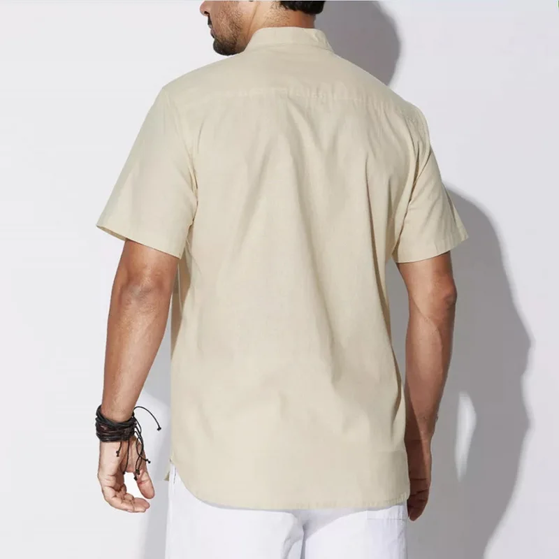 CYSINCOS 2019 повседневная мужская рубашка с коротким рукавом Однотонная летняя