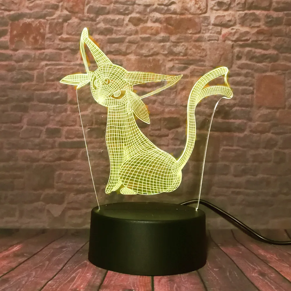 Новый аниме 3D Покемон го фигурку прекрасный Espeon 7 цветов ночник Хэллоуин дети