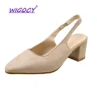 Бежевые замшевые туфли с острым носком; Элегантные с эластичной резинкой; Женская обувь; Туфли с закрытым носком; Женская обувь на квадратном каблуке; Обувь для свидания и офиса; Женская обувь