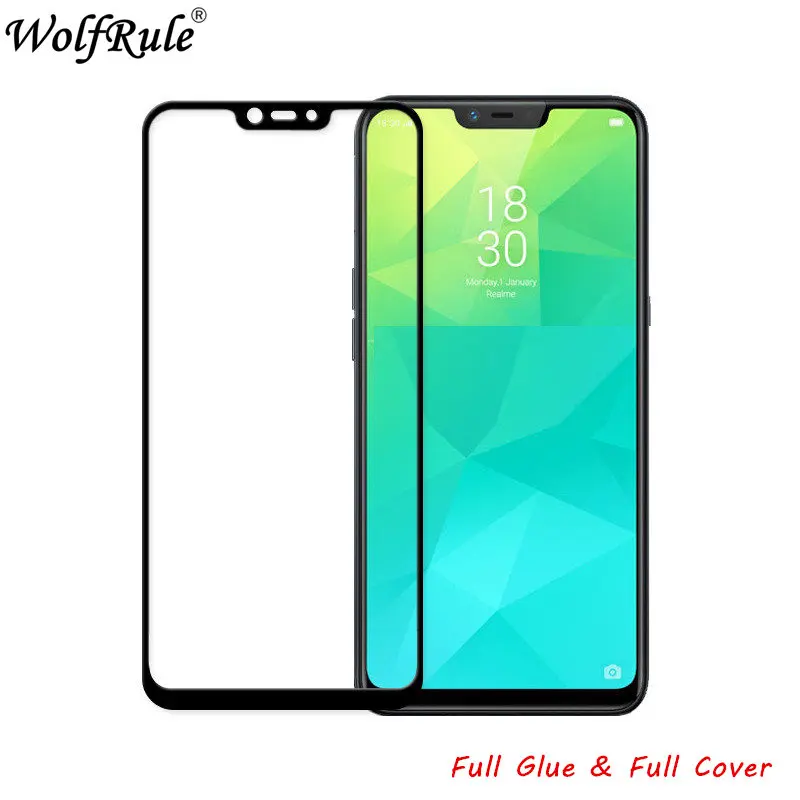 2 шт. защита для ЖК экрана OPPO Realme полностью клеевое стекло C1 полное покрытие