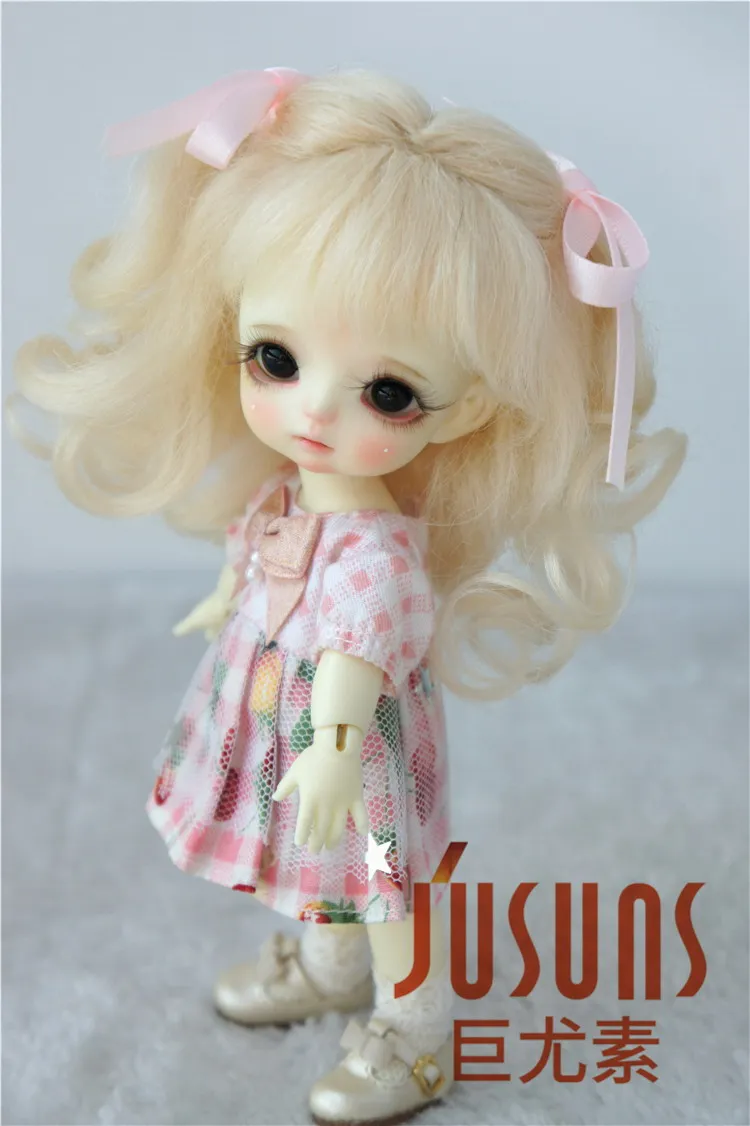 JD187 1/8 1/6 длинные мягкие волнистые с 2 пони BJD мохеровые парики Размер 5-6 дюймов 6-7 дюймов кукольные Парики Модные кукольные аксессуары - Цвет: 5-6inch Blond M9