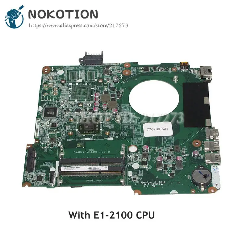 

NOKOTION For HP Pavilion 15-F 15-F240CA Laptop motherboard E1-2100 CPU DDR3 DA0U93MB6D0 776783-501 776783-001