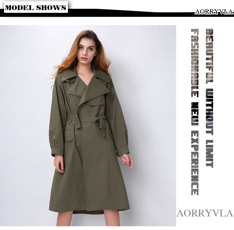 AORRYVLA новые женские повседневные плащ на осень хлопок Винтаж длинная свободная верхняя одежда повседневные модель AO3703