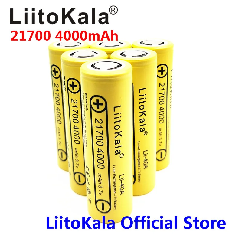2020 6PCS LiitoKala Lii-40A 21700 4000mAh Rechargeable Li-Ion Battery 3.7 V 15A Power 5C Discharge 21700 battery
