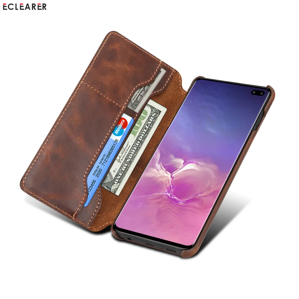 Прочный чехол из натуральной кожи для samsung Galaxy S10/S10e/S10 Plus, роскошный первоклассный кожаный флип-чехол, сумка