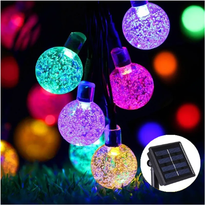 

New 50 LEDS 10M Crystal ball Solar Lamp Power LED String Fairy Lights Solar Garlands Garden Christmas Decor For Outdoor Colorful
