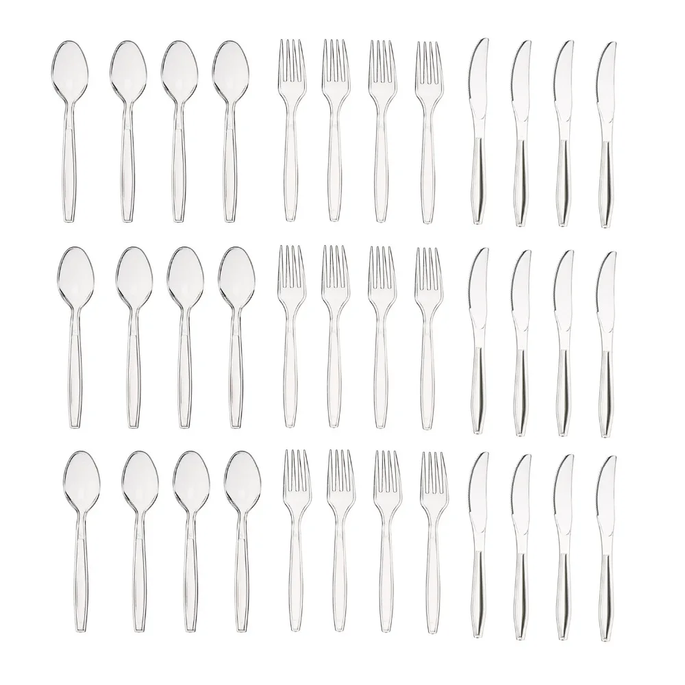 Behogar 36 шт./компл. одноразовая посуда Пластик Ножи столовая ложка вилка набор