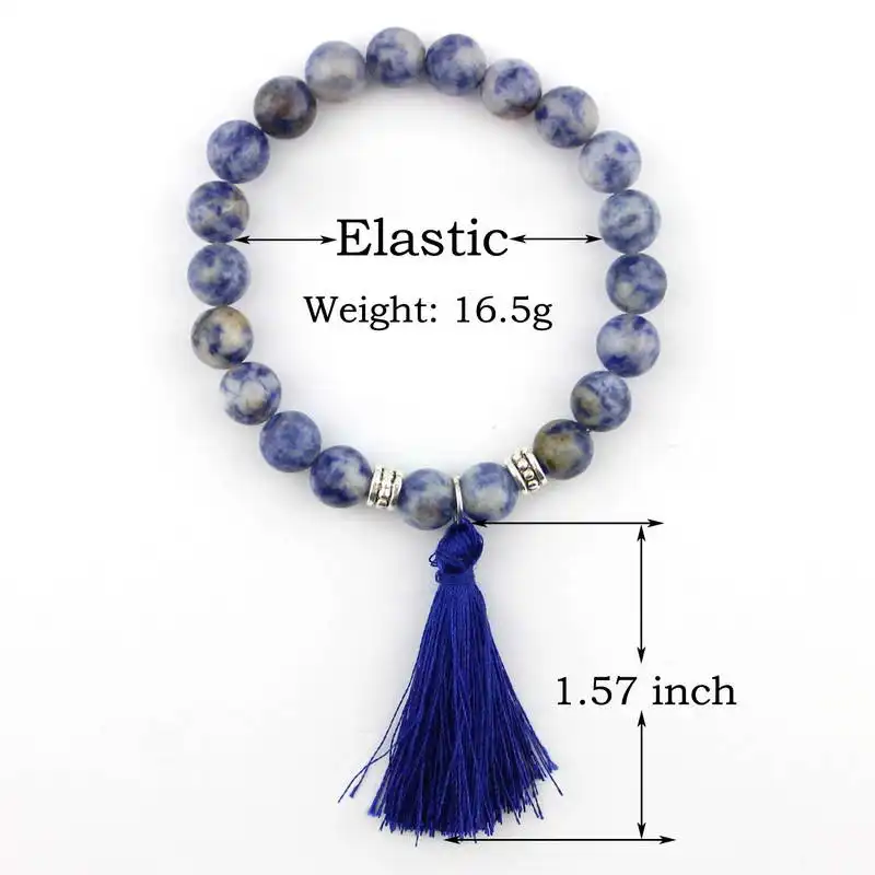 Женский браслет Шамбала ZWPON трендовый из натуральной лавы с хлопковой подвеской