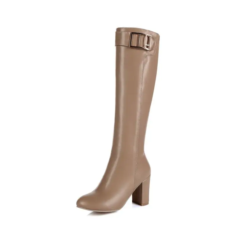 Осень-зима женские туфли из искусственной кожи на высоком каблуке обувь выше