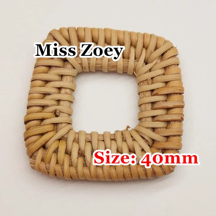 40mm Square Coffee WD175(10), ручная ротанг плетение круглый/обруч/круг/Кольцо/квадрат/треугольник/Капля воды/шестигранные талисманы-формы бусины для сережек DIY - Цвет: 40mm Square Coffee