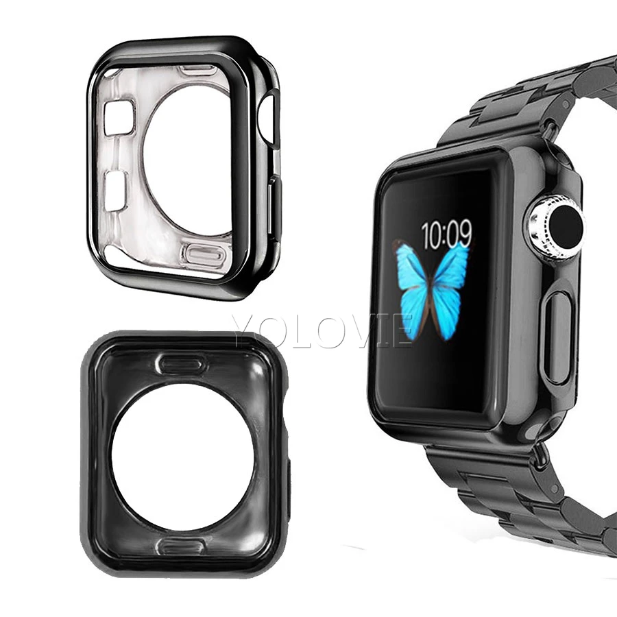 Цветной ТПУ чехол для часов 38 мм 42 мм для Apple Watch силиконовый бампер чехол Полный защитный для 40 мм 44 мм iWatch серии 4 3 2 1
