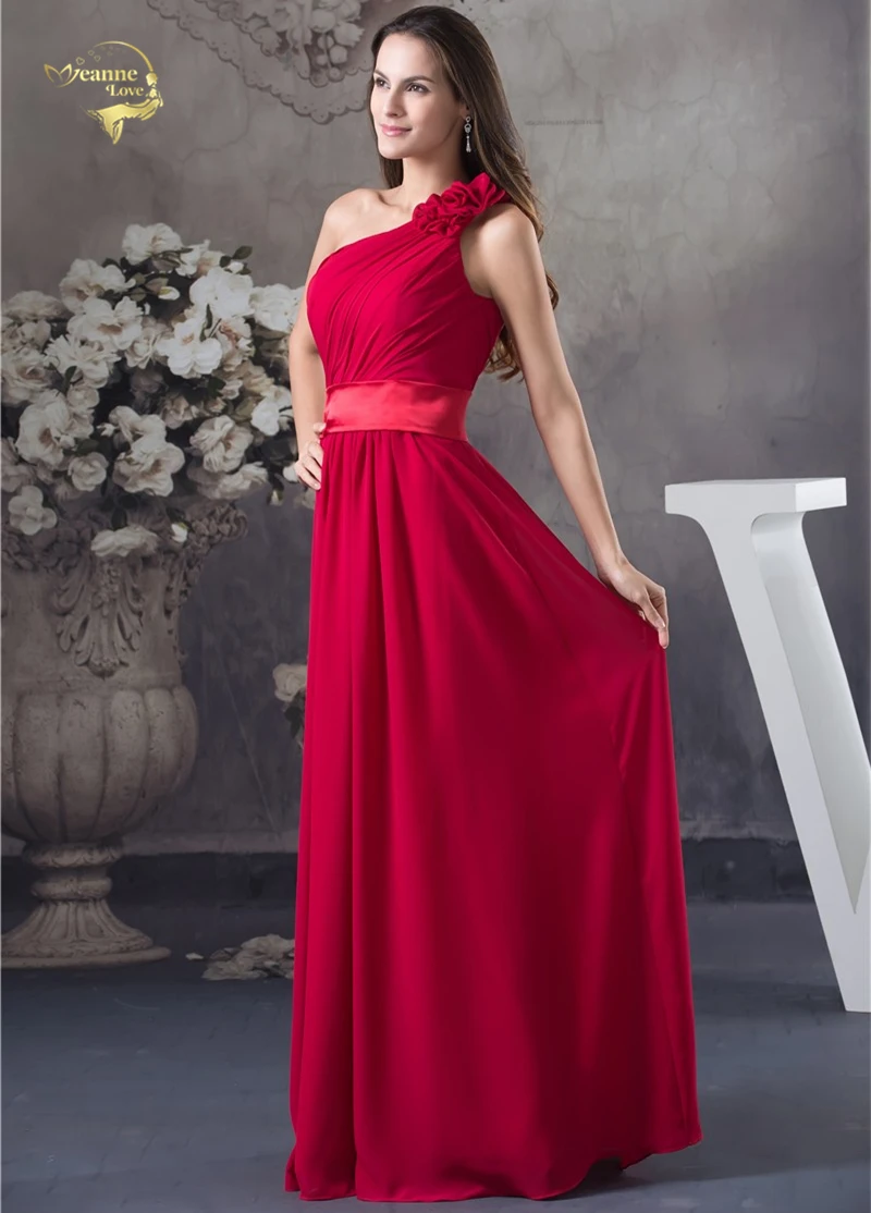 Дизайн vestido de festa шифоновое красное платье на молнии сзади с одним плечом Формальное длинное вечернее платье Robe De Soiree TH1U89