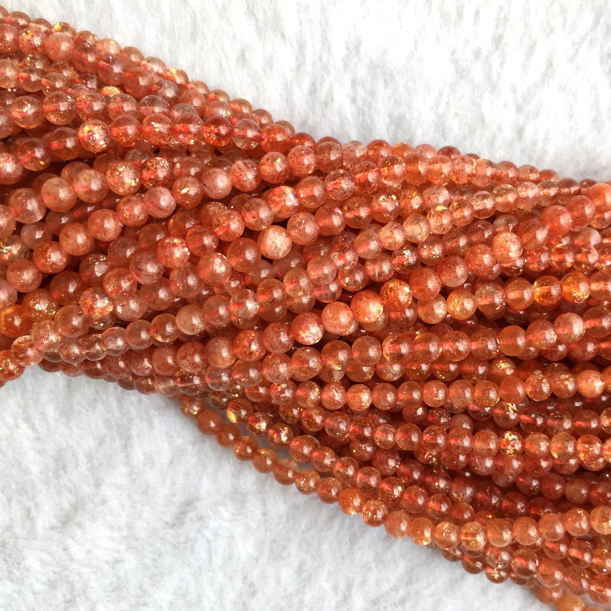 Высокое качество настоящий натуральный прозрачный оранжевый золотой Sanidine Sunstone Круглый свободный DIY ожерелье или браслеты бусины 1" 06070