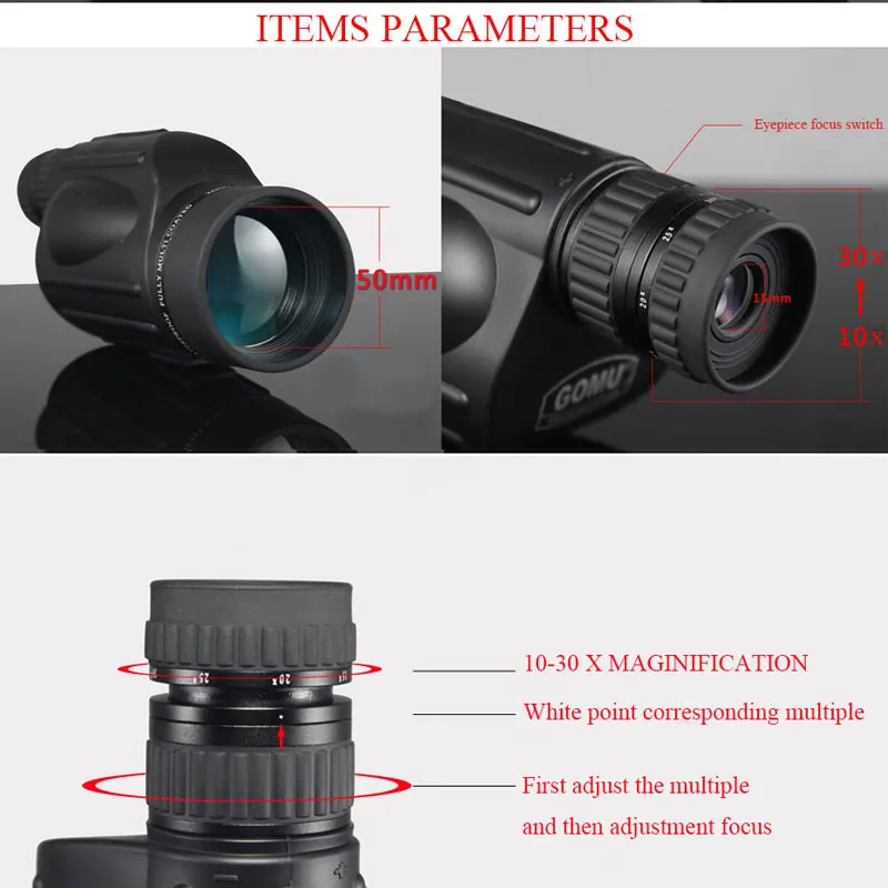10-30X50 HD Zoom Monocular Bird Watch High quality Nitrogen Waterproof Telescope Binoculars For Hunting Shockproof Tripod | Инструменты