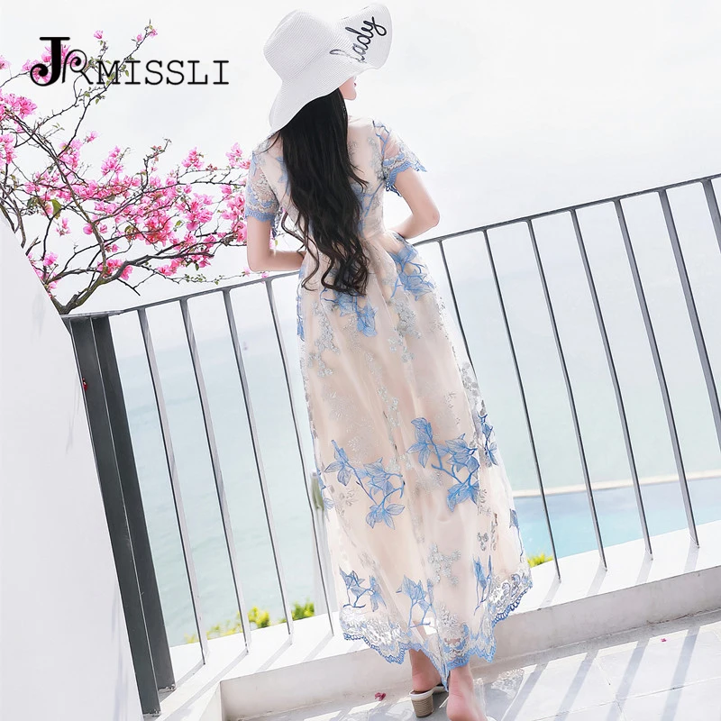 Jrmissli платья 2017 шорты рукава сетки вышивка длинные dress чешские пляж праздник maxi