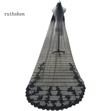 Ruthshen уникальный Whtie/слоновая кость/черный фаты Кружево Аппликация Часовня Длина Свадебные аксессуары с расческой индивидуальный заказ