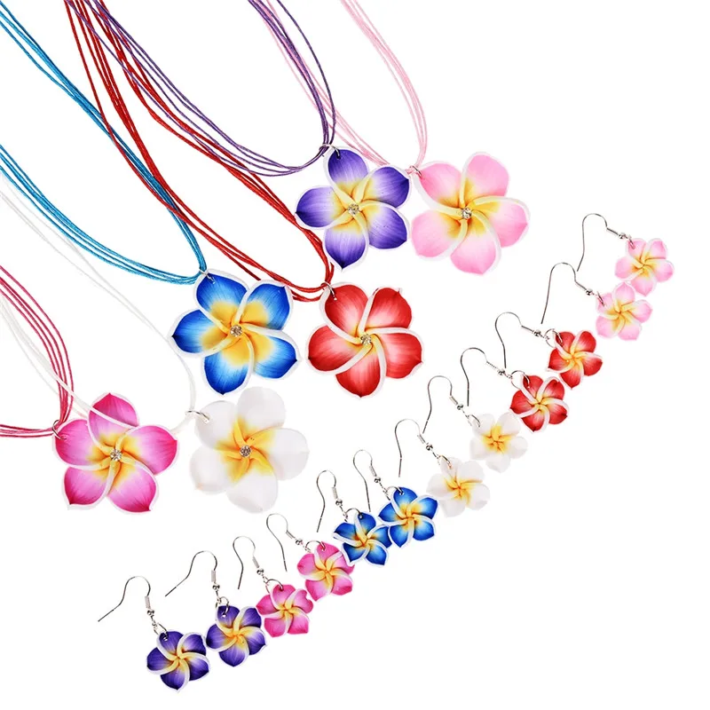 Случайная отправка цветного набора цветок из полимерной глины серьги ожерелье