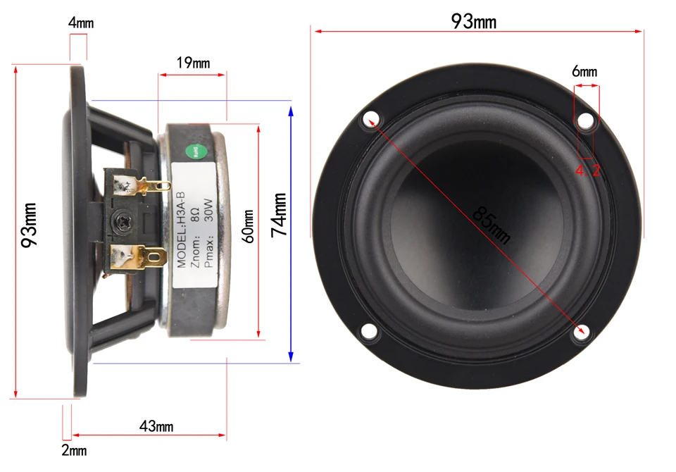 HIFIDIY LIVE hifi 3,6 3,5 дюймов 93 мм полночастотный динамик 8OHM 30 вт высокий альт бас громкоговоритель H3A-B