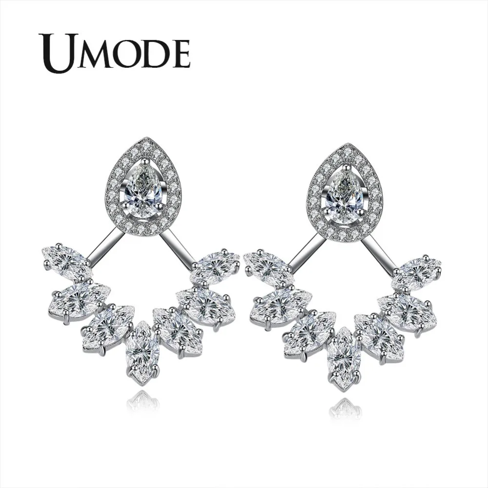 UMODE моды иглы циркон серьги гвоздики куртки для женщин листьев капли воды