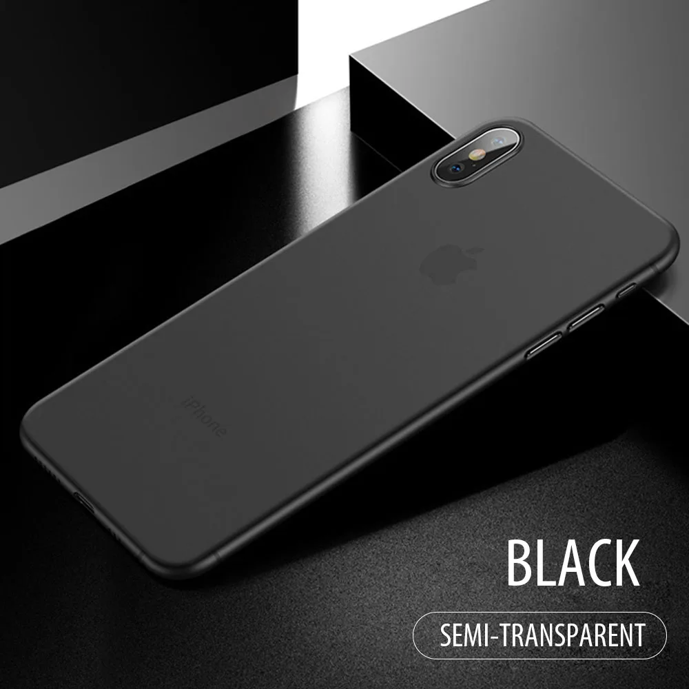 Black 0,4 мм ультра тонкий чехол для телефона iPhone X XS 11 Pro Max чехол тонкий матовый 360 Полный PC чехол для iPhone 11 Pro XR X S 6 7 8 чехлы - Цвет: Black