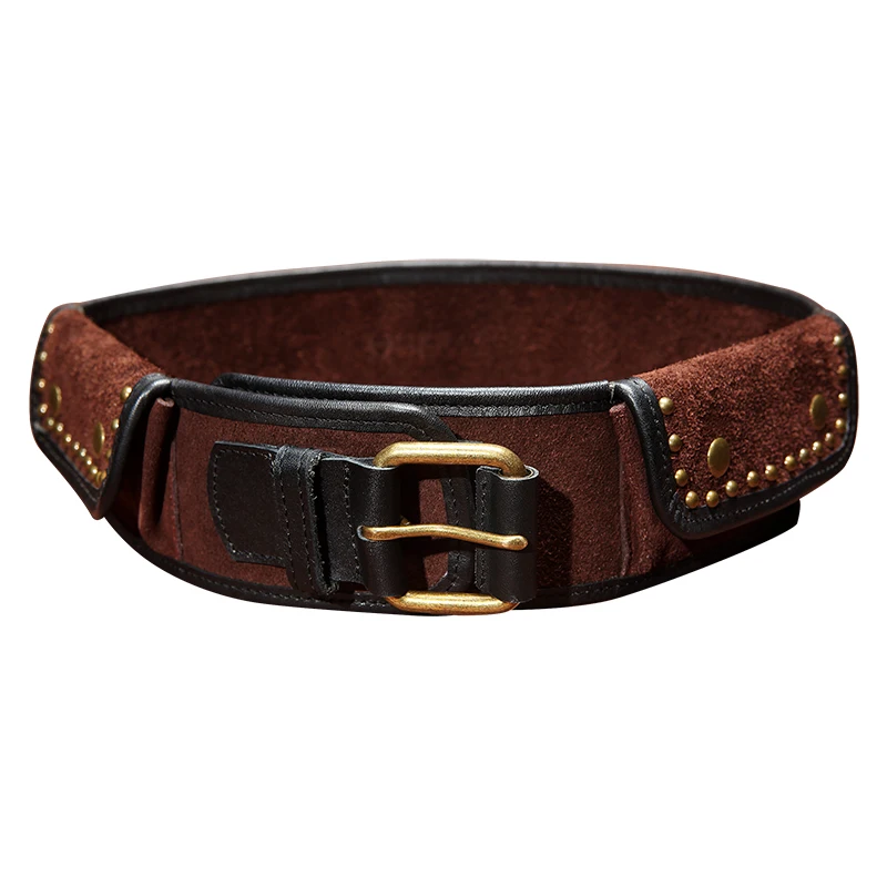 Женский качественный винтажный пояс ARTKA с заклепками в винтажном стиле G09593|decorative