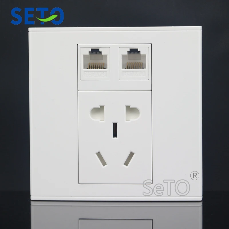 SeTo 86 Тип Двойной RJ45 Cat5e сеть Lan + пять отверстий розетка настенная пластина Keystone