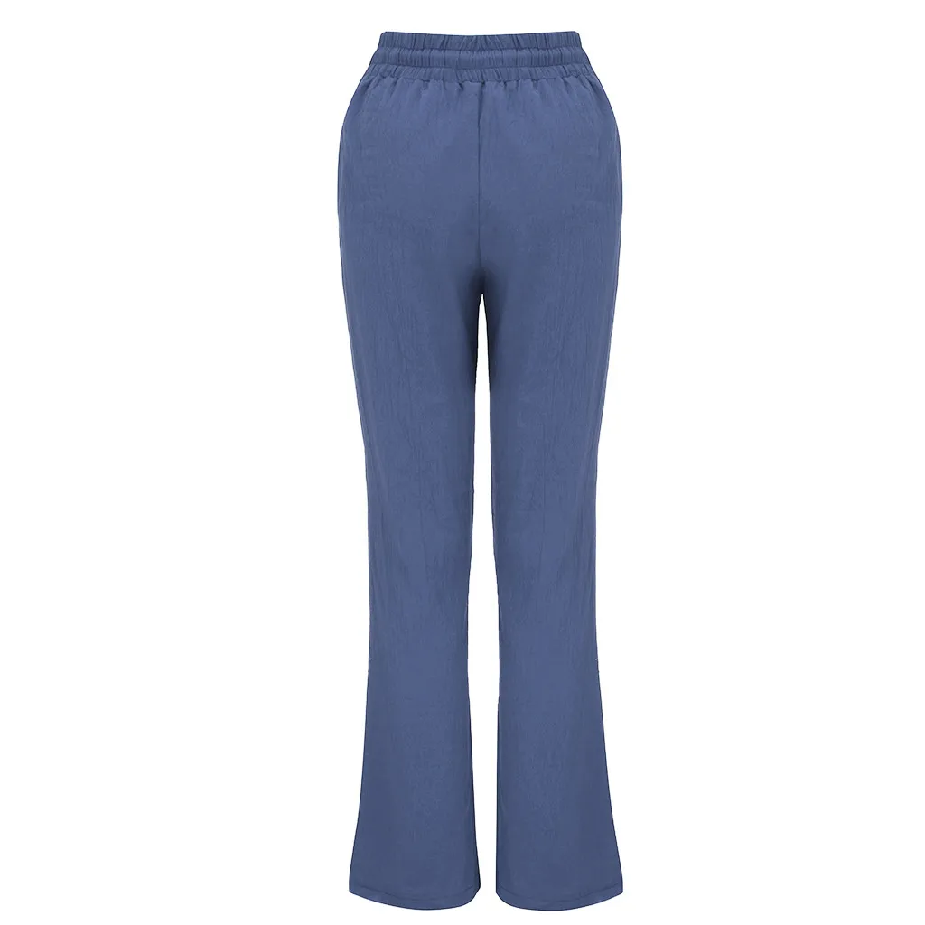 Женские брюки 2019 Модные однотонные хлопковые и льняные Короткие повседневные