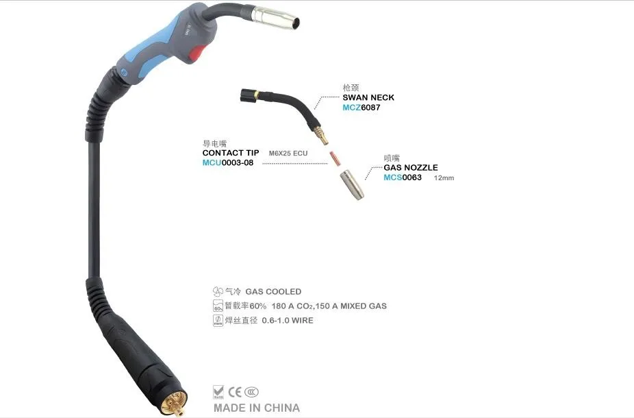 Газовая горелка сварочный полуавтомат CO2 Mig Mag полуавтоматы для сварки сварочная горелка рукав MB 15AK 5 М Binzel