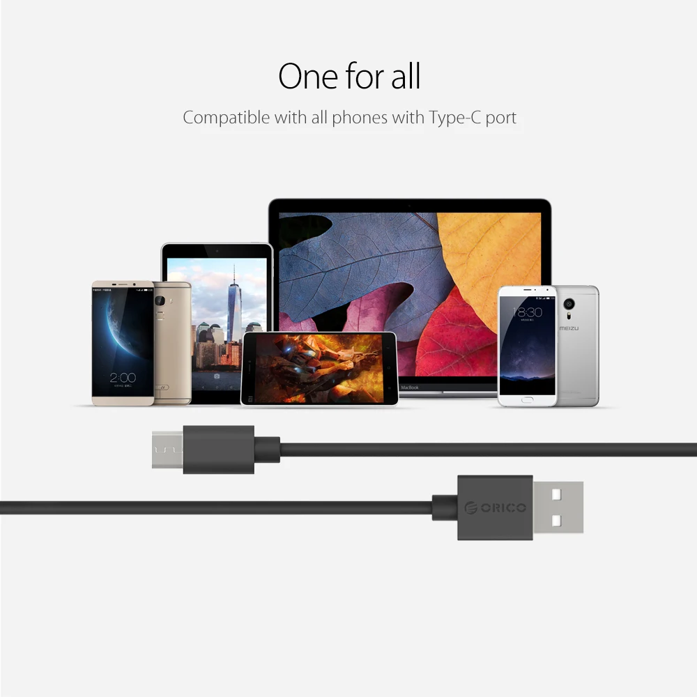 Кабель ORICO usb type-C для huawei mate 20, кабель для мобильного телефона, кабель USB C type C, шнур для зарядки и передачи данных для Xiaomi Mi9 Redmi Note 7