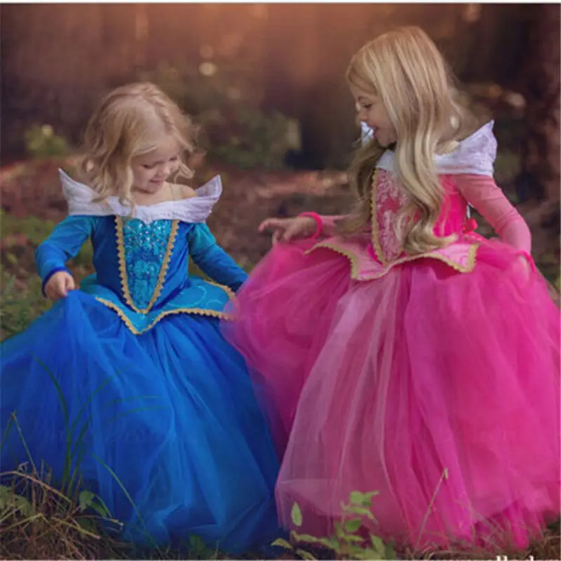 Fantasia Vestidos Girl Cosplay Dress Princess Sleeping Beauty Dresses For Girls Holiday Halloween Anna Elsa Role Play Costume | Детская