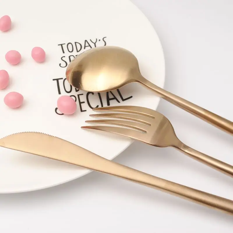 1 лот/24 шт Роскошные Розовые золотые столовые приборы набор винтажные