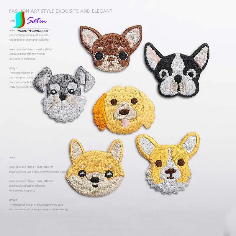 Милая Вышивка с собакой мультяшная нашивка для детей украшение детской одежды