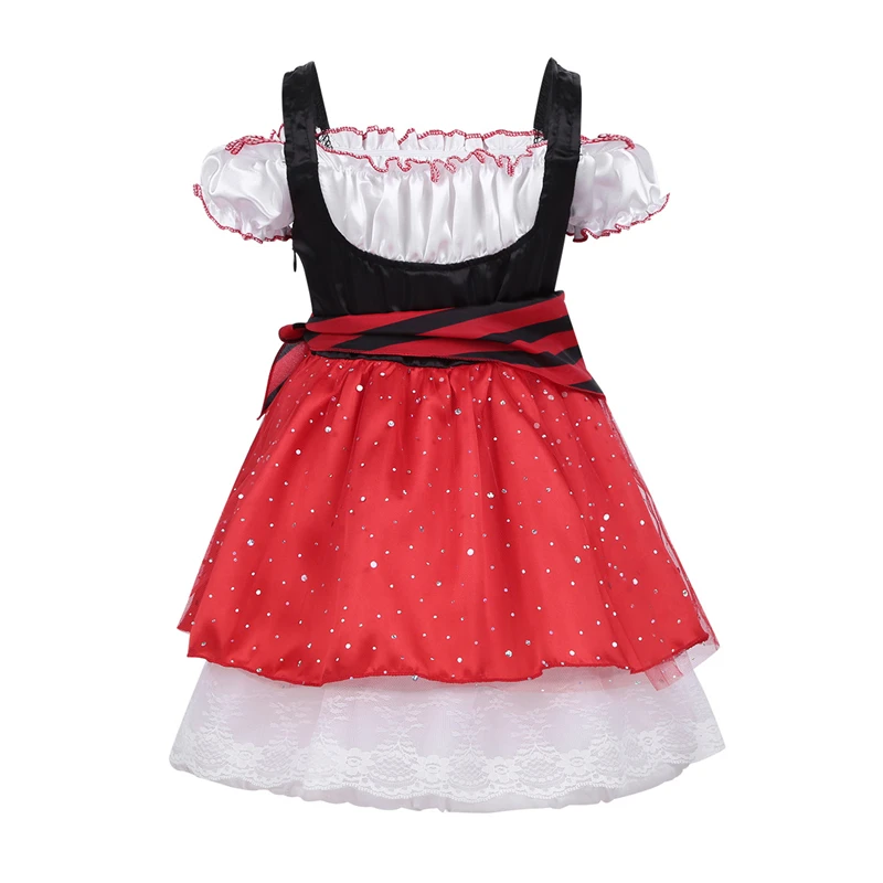 Kids Girls Halloween Christmas pirate costumes Glittery Sequins Off Shoulder Elastic Cosplay Fancy Party Tulle Dress | Детская одежда и