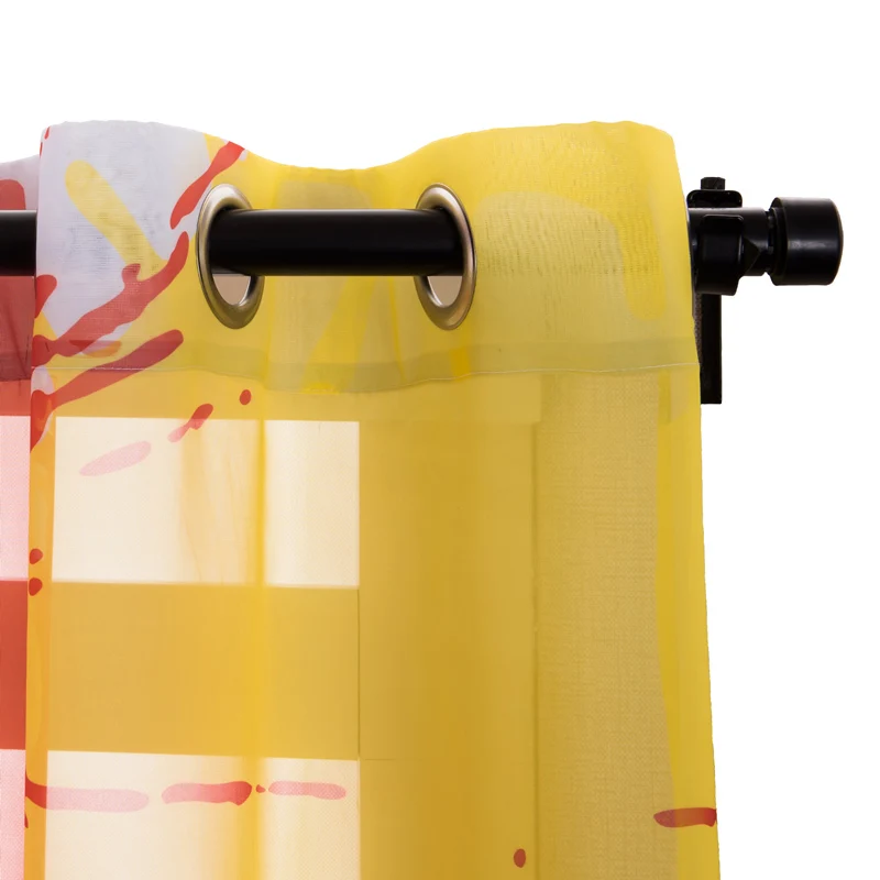 Цветные занавески с принтом современные отвесные тюлевые для кухни гостиной