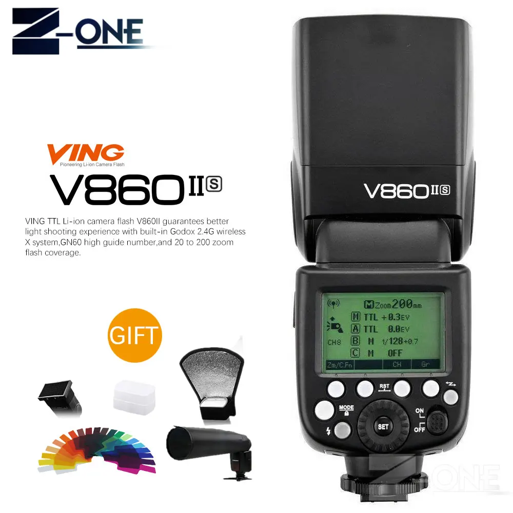 Красный Godox Ving V860II V860II-C/N/S/F/O E-TTL HSS 1/8000 Speedlite вспышка для Canon Nikon sony DSLR камера без VB-18 батареи - Цвет: Красный