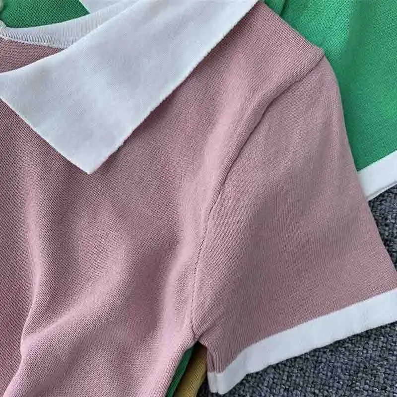 Женская трикотажная футболка с коротким рукавом Повседневная облегающая