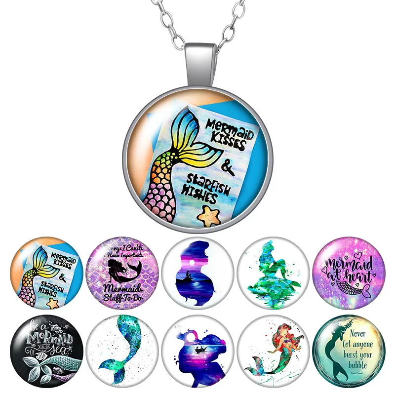 Цепочка с подвеской в виде русалки 25 мм серебристого/бронзового цвета|Ожерелья