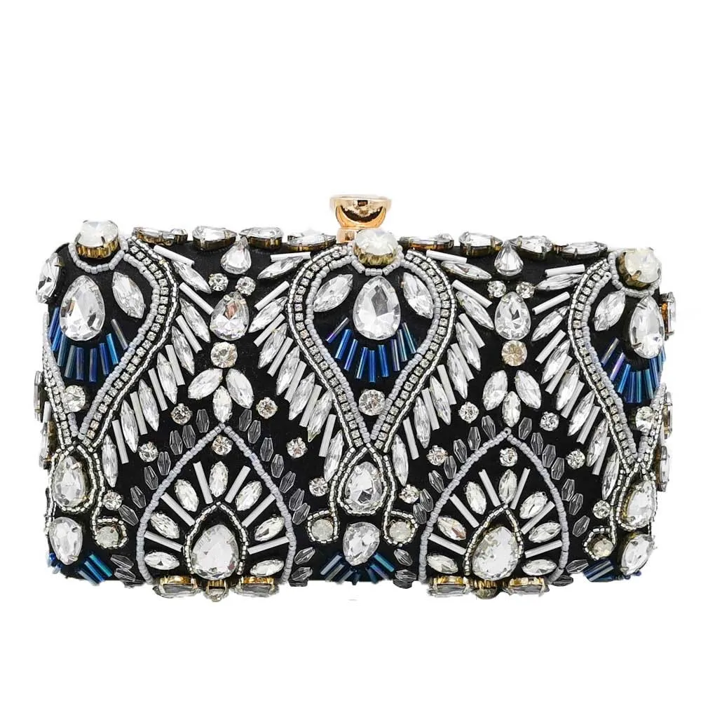 Black Beaded Purse Бутик De FGG богемный клатч, украшенный бисером женские вечерние сумочки и сумки для невесты для свадьбы Хрустальная сумка женские вечерние Коктейльная сумочка - Цвет: Black Beaded Purse