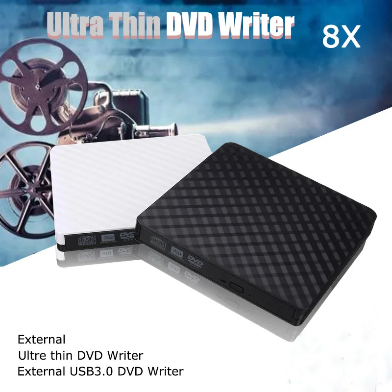 Хит USB 3,0 DVD рекордер Внешний Оптический привод DVD горелка Тонкий Ультра DVD-ROM плеер портативный присоска драйвер для ноутбука