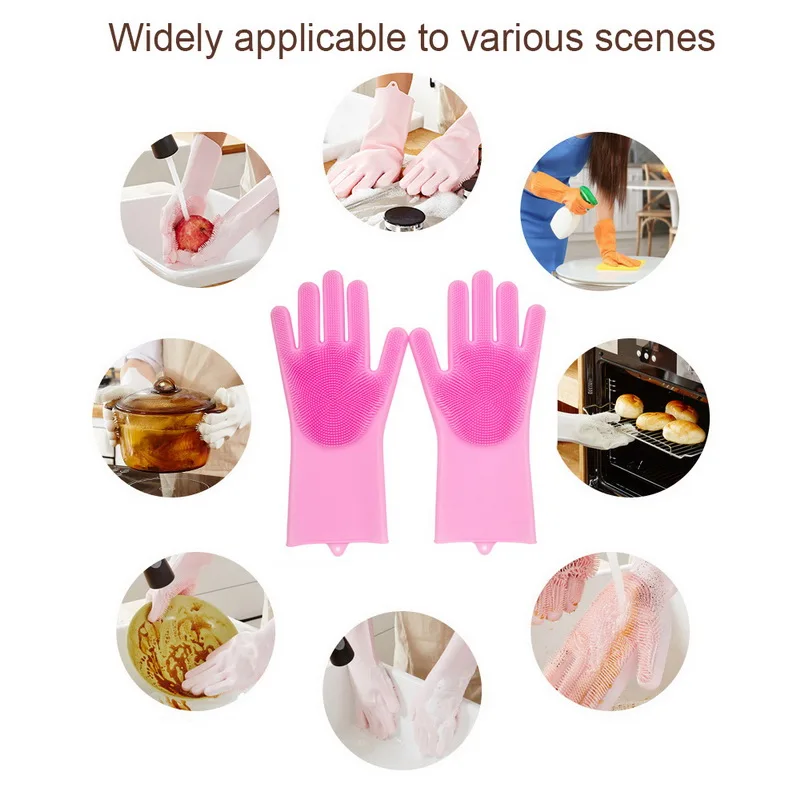 Hoomall кухонные силиконовые чистящие перчатки бытовые Волшебные скрубберные
