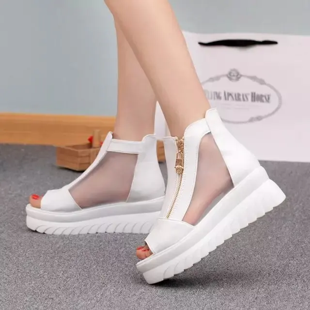 

Summer mesh sandals sexy high heels single shoes women's shoes Europe America spring and summer gauze flat shoes C0167