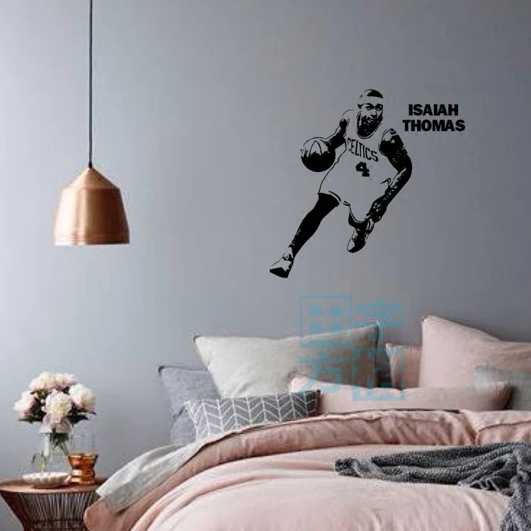 

Free shipping diy Vinyl Removable Sports Wall Stickers Basketball Player isiah thomas Wall Stickers Home Decor Decals
