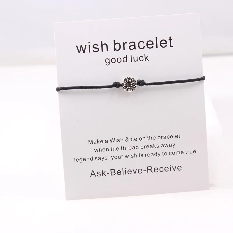 Удача карточка с сердечками браслет для женщин мужчин девушек дружба подарок