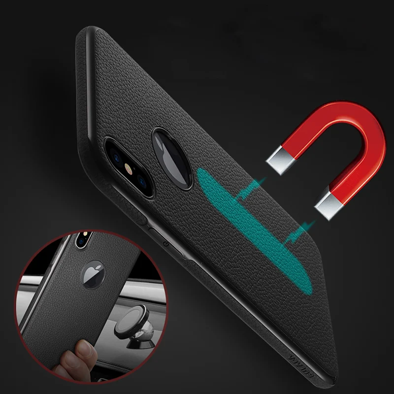 Магнитный чехол личи для iPhone Xr Xs Max мягкий магнитный из ТПУ X XsMax автомобильный