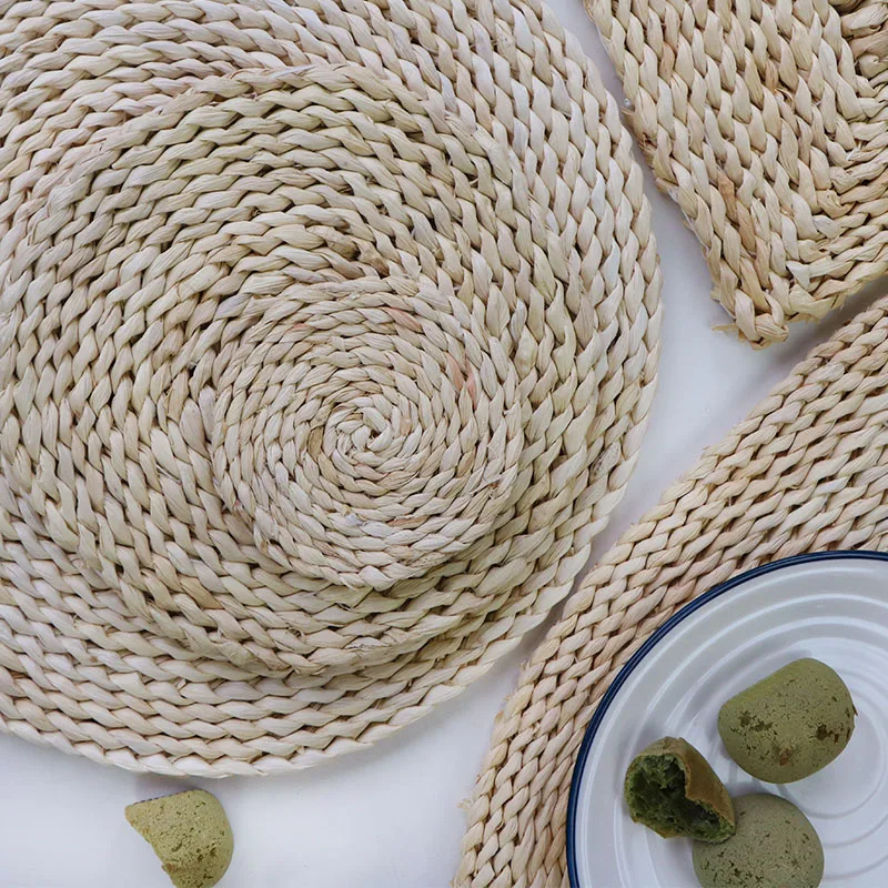 2 шт. круглые соломенные подставки плетеные ручной работы из натурального