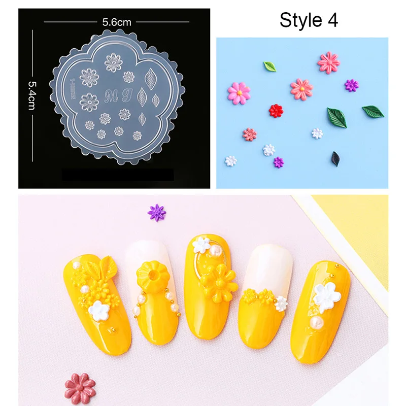 Style 4 11 видов стилей цветы животные гвоздь в форме сердца штамповки пластины 3D силиконовые формы для украшения ногтей DIY салон маникюр инструменты - Цвет: Style 4