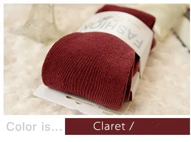 claret Осень-зима колготки Для женщин Хлопковые вязаные чулки, яркие цвета Для женщин в полоску для детей любого пола возрастом колготки 2 вида конструкций лосины - Цвет: claret