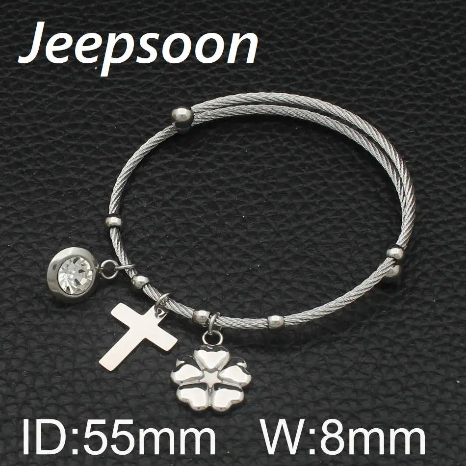 Fashion Stainless Steel Jewelry High Quality Charm Cross &amp Flowers Pendant Round Bracelets For Woman BEQHACBC | Украшения и